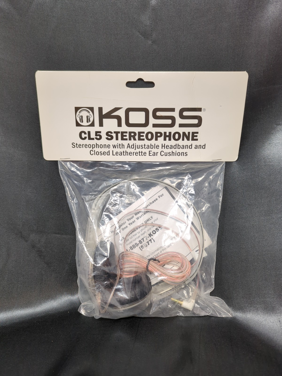 Vintage/Retro Koss CL5 Clear Transparent On-Ear Headphones 3.5mm Plug Brand New