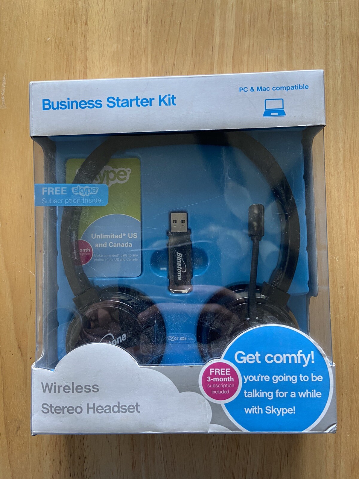 NEW BINATONE Business Starter Kit Wireless Stereo Headset Black (TALK-5193)Skype