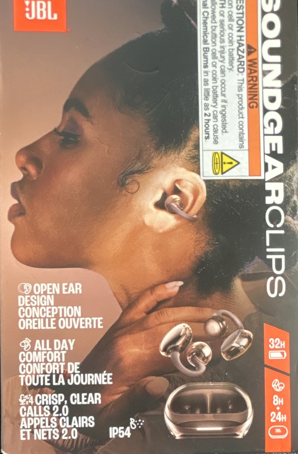 JBL Soundgear Clips Open-Ear Bluetooth IP54 Mic 11mm Brown