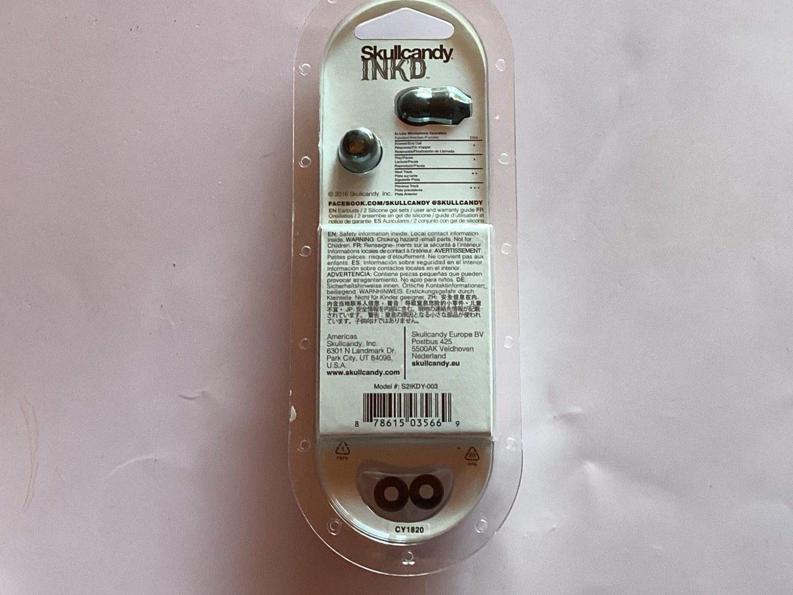 skullcandy ink’d earbuds with microphone remote