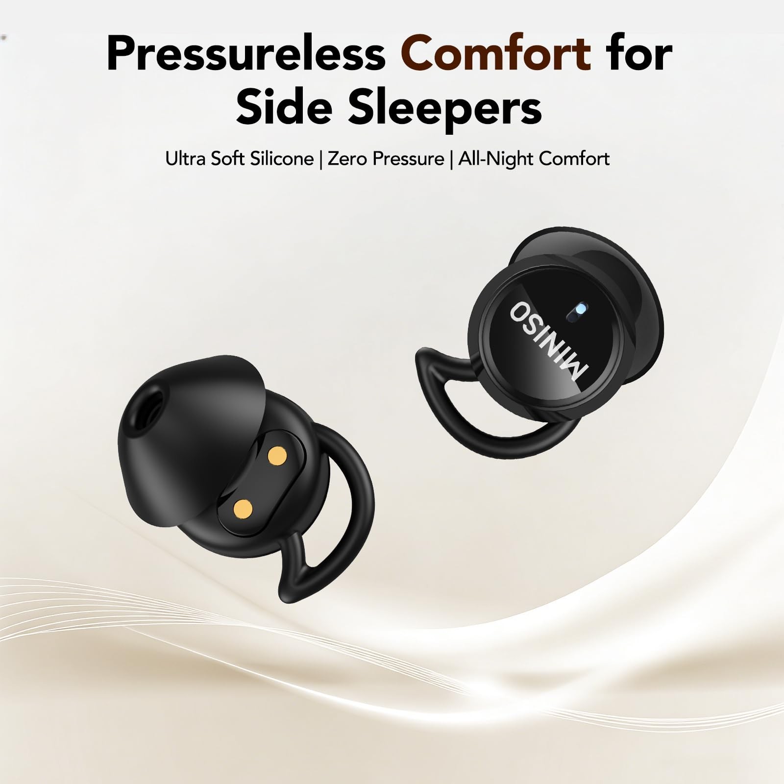 MINISO MS217 Sleep Earbuds, Mini in-Ear Design for Side Sleepers, Off-White