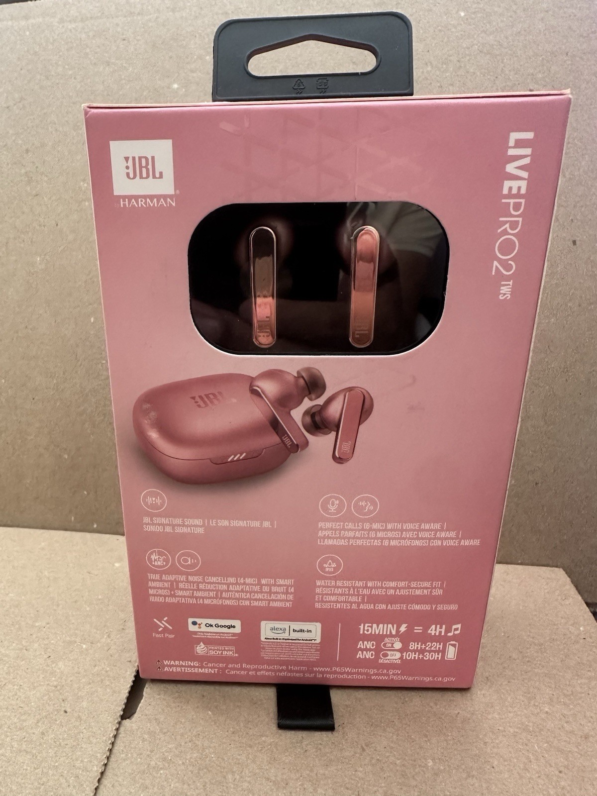 JBL Harman Live Pro 2 TWS Wireless Bluetooth Adaptive Noise Cancelling Pink NEW
