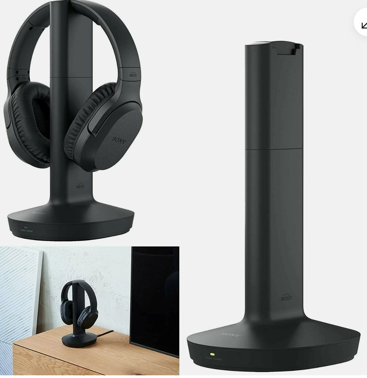 Sony WH-RF400 Wireless Headphone for TV Watching W Transmitter Dock Warm.