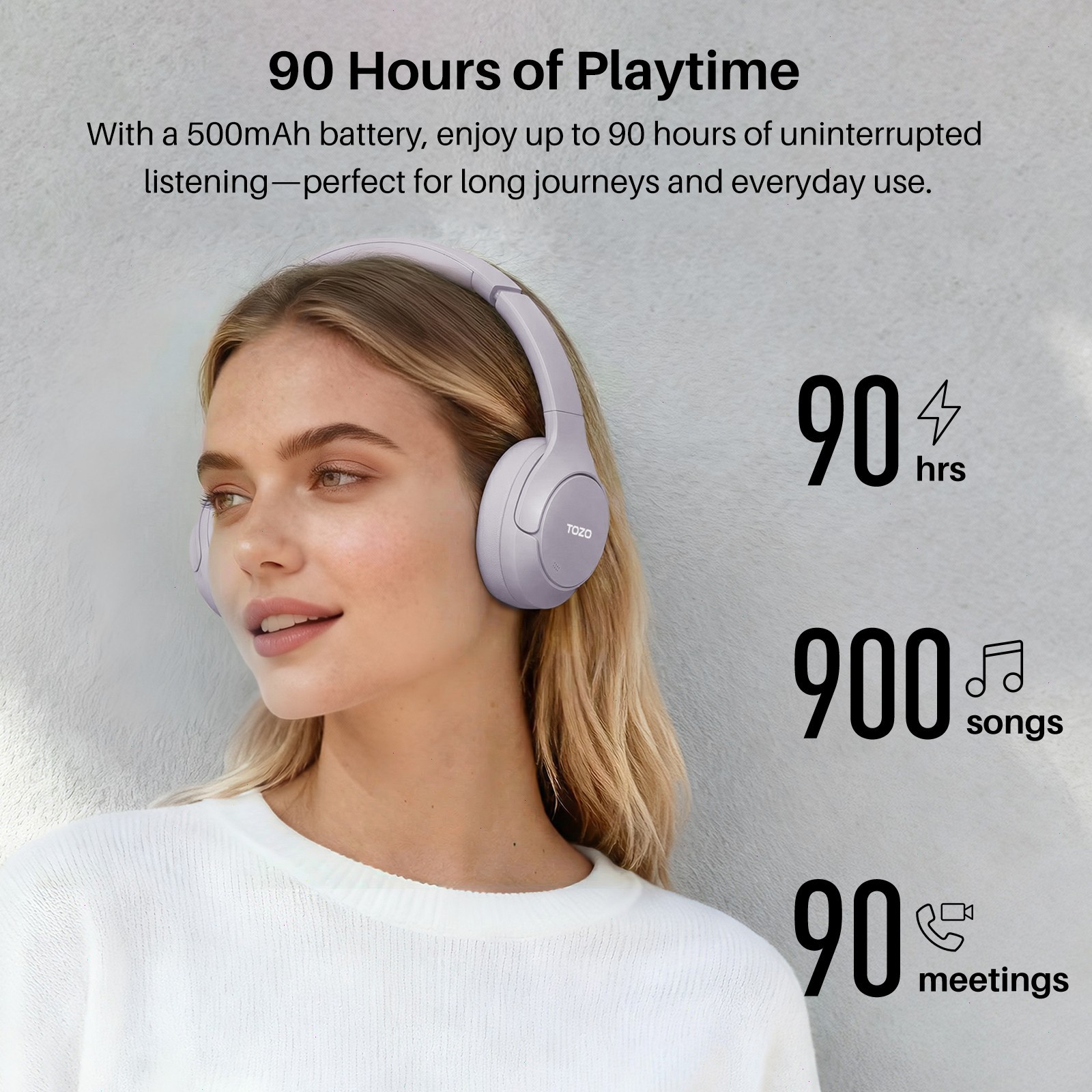TOZO HT3 Wire/Wireless Headphones Over-Ear Bluetooth 6.0 Headset – Purple