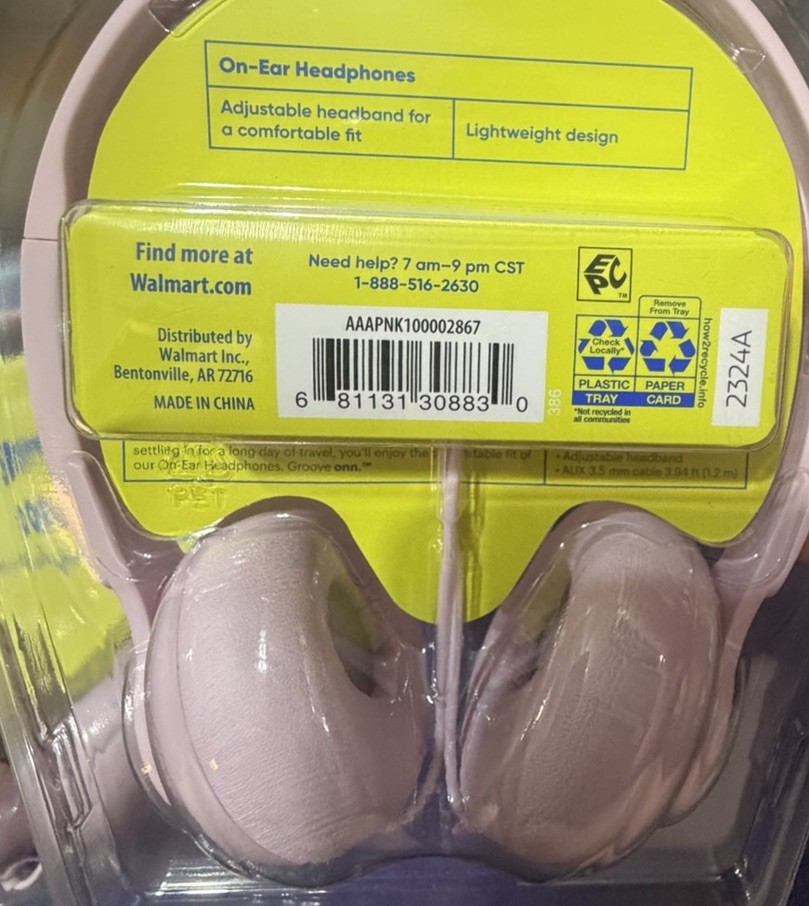 4~Groove Onn.~On-Ear Headphones~Pink~Wired~ Adjustable Headband~3.5mm AUX~NEW!!