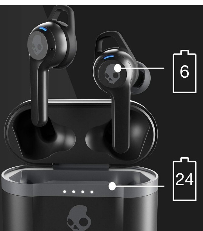 Skullcandy Indy Evo In-Ear Wireless Earbuds, 30 Hr Battery, Microphone, Black