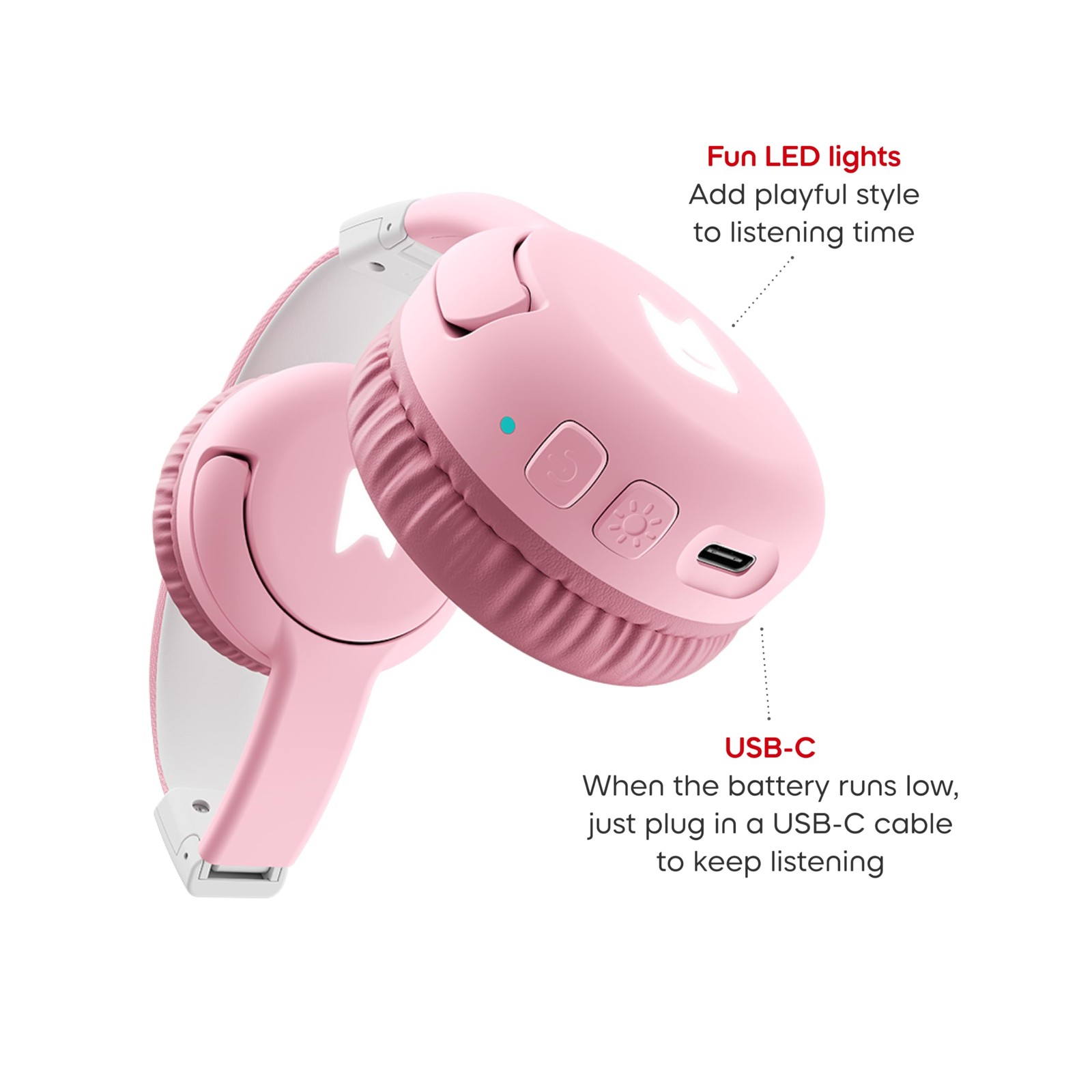 Tonies Bluetooth Headphones for Toniebox 2 – Cloud Pink Small,