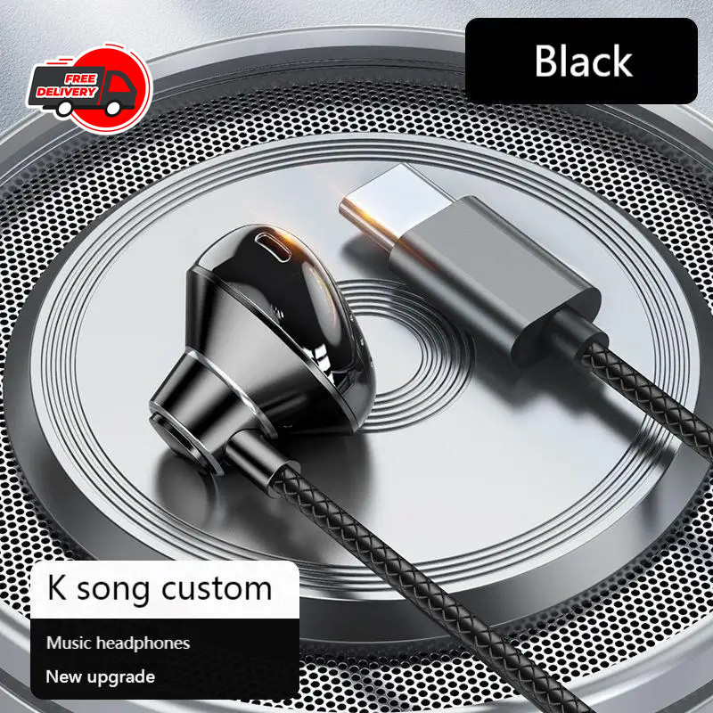 9D Bass Stereo Type-C 3.5mm Wired Earphones With Mic For iPhone 16 15 Samsung