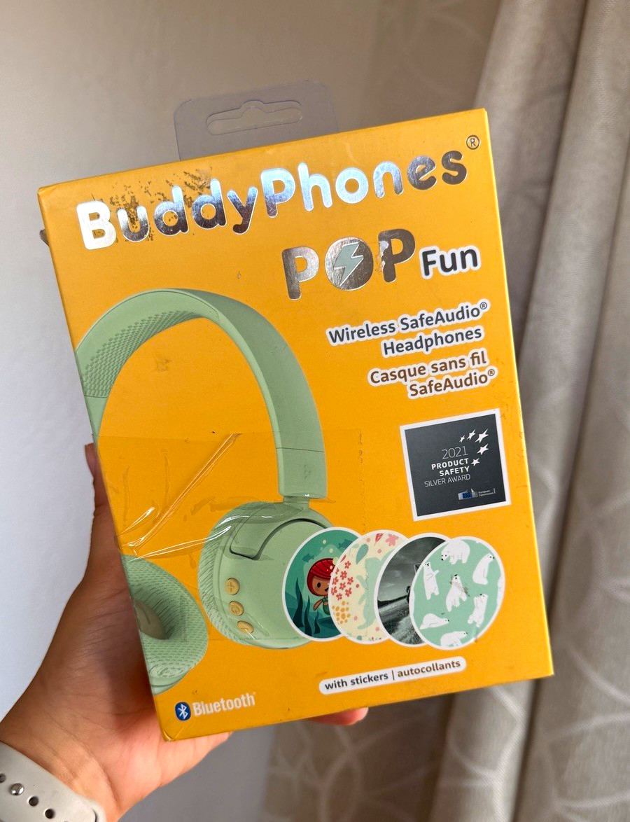 BuddyPhones POP Fun Bluetooth Wireless SafeAudio Headphones Mic Foldable Green