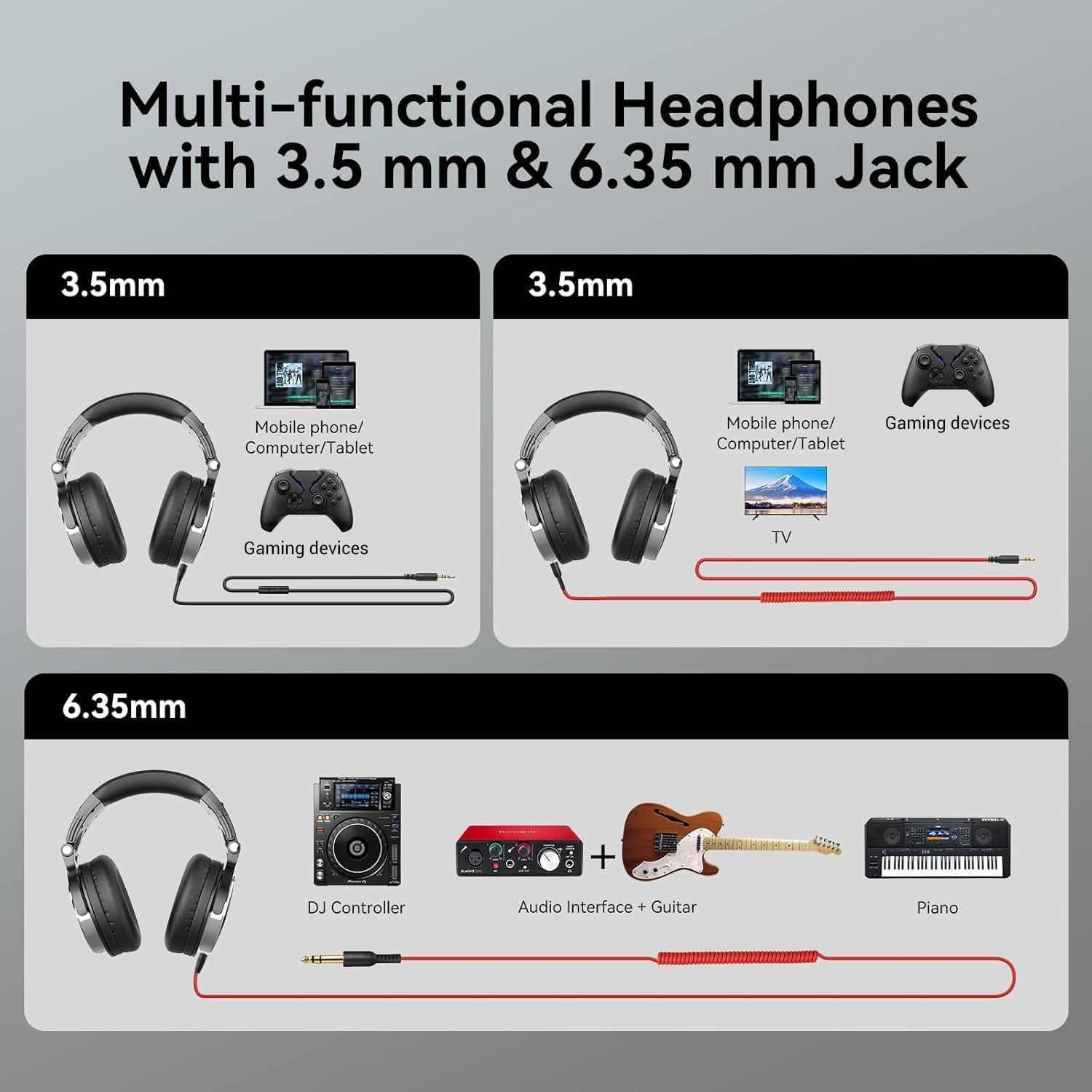 Versatile DJ Headphones with Adjustable Headband & Sound Isolation Features