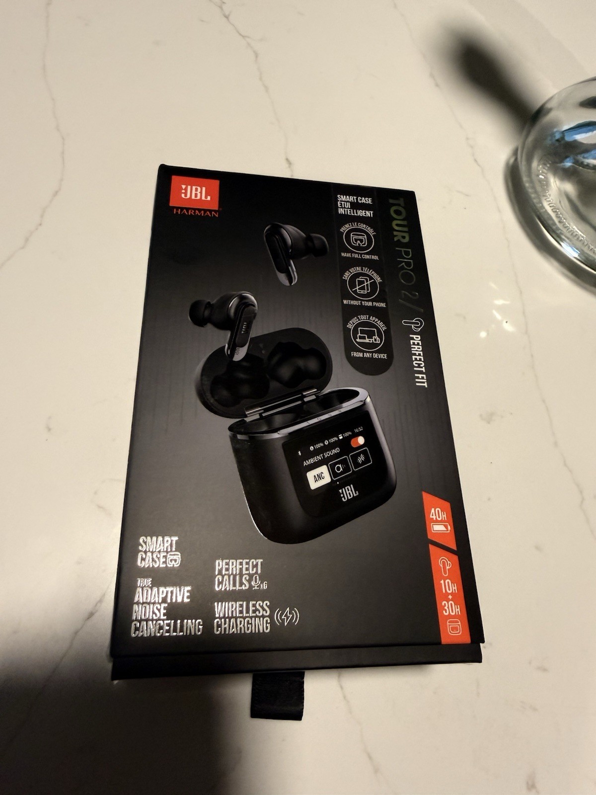 JBL Tour Pro 2 Noise Cancelling True Wireless Earbuds with Smart Case (Black)