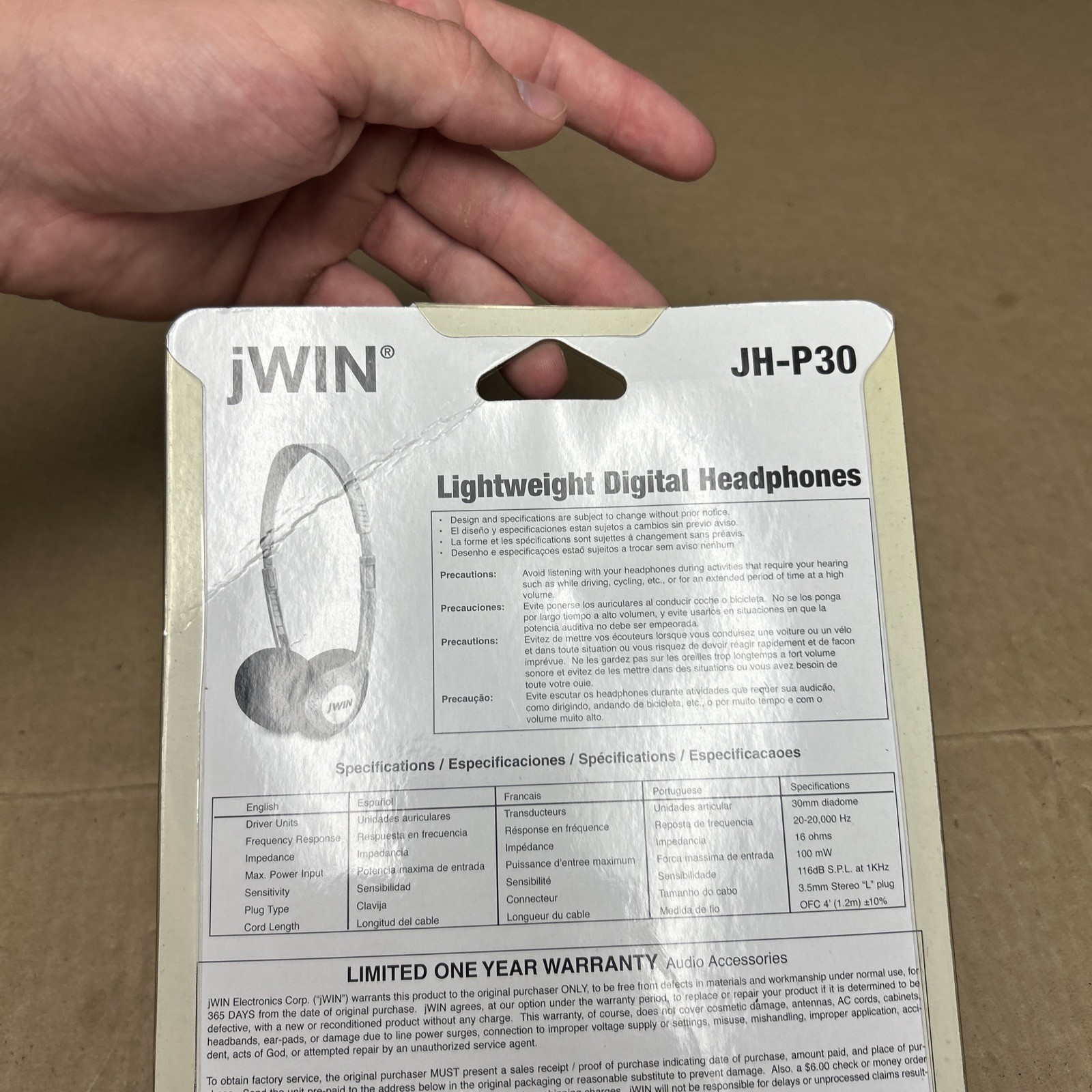 Jwin Super Bass Digital Headphones Light Weight JH-P30 New in Package
