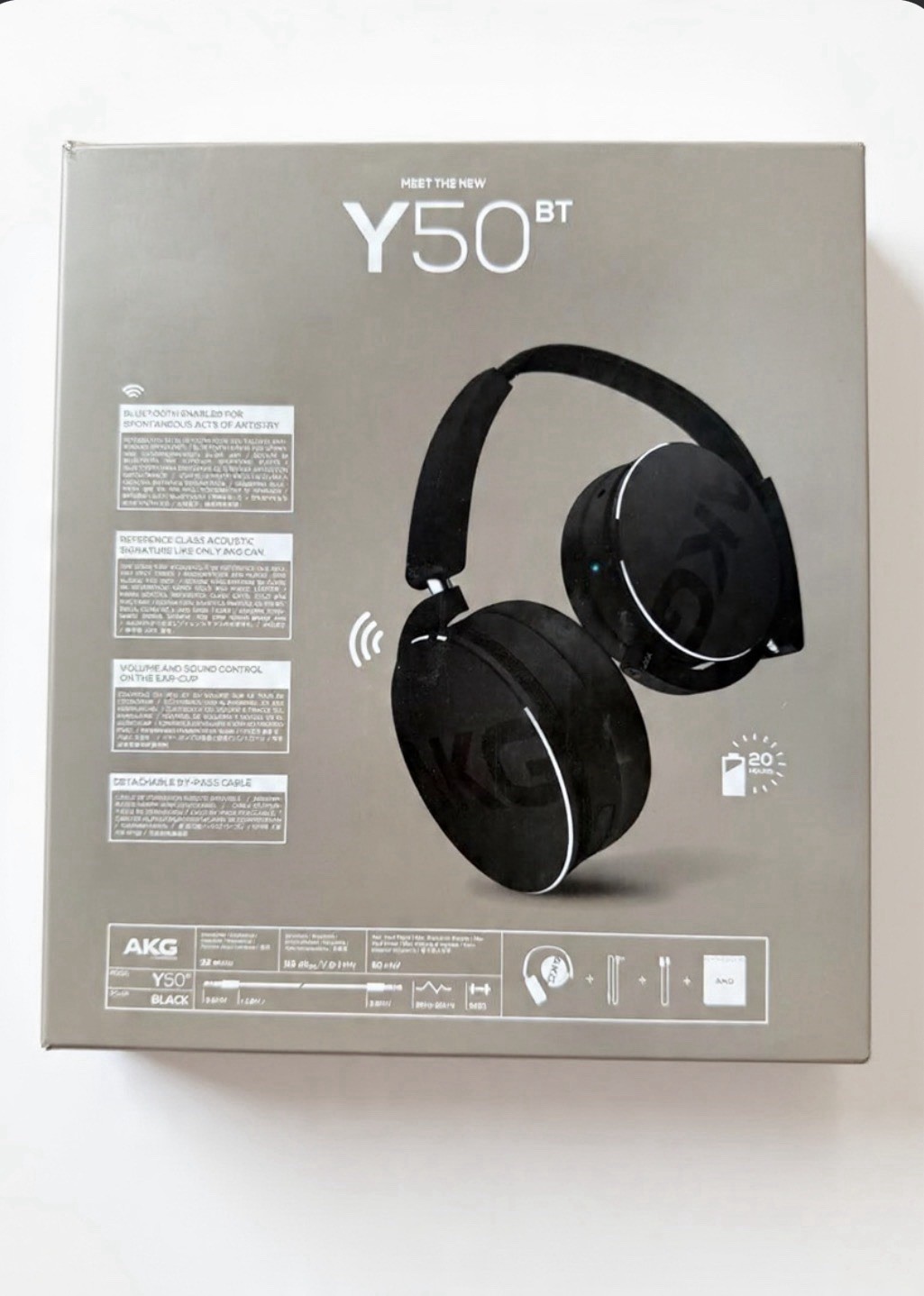 AKG Y50BT Wireless On-Ear Headphones, Bluetooth with aptX, 20H Battery, Foldable