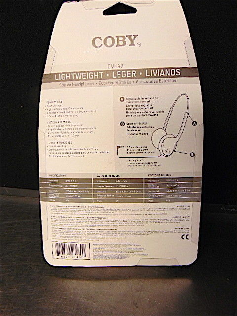 Lot Of 2 Coby CVH47 Lightweight Stereo Headphones Black – NEW – Free Shipping!