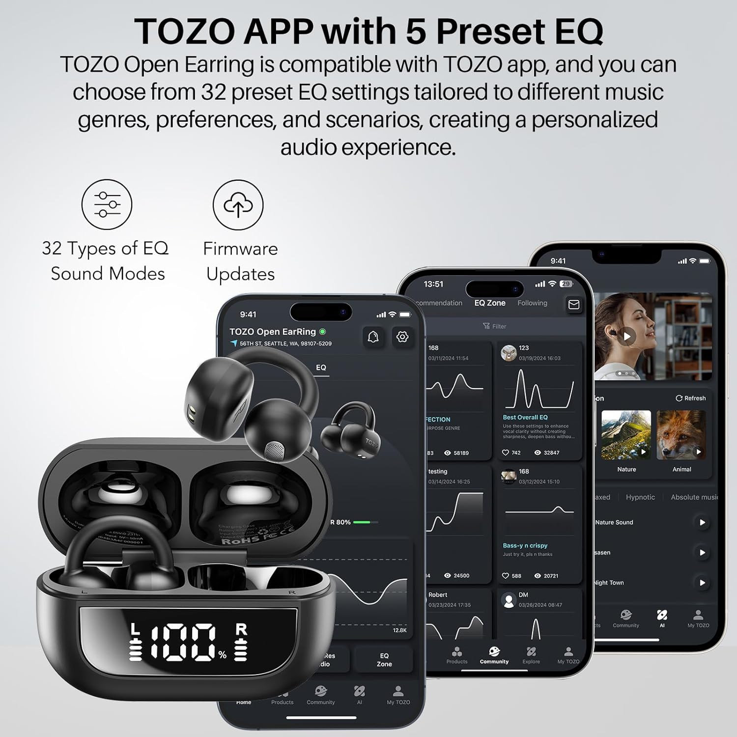 Openearring True Open Ear Headphones, Lightweight Comfort Open Ear Clip Wireless