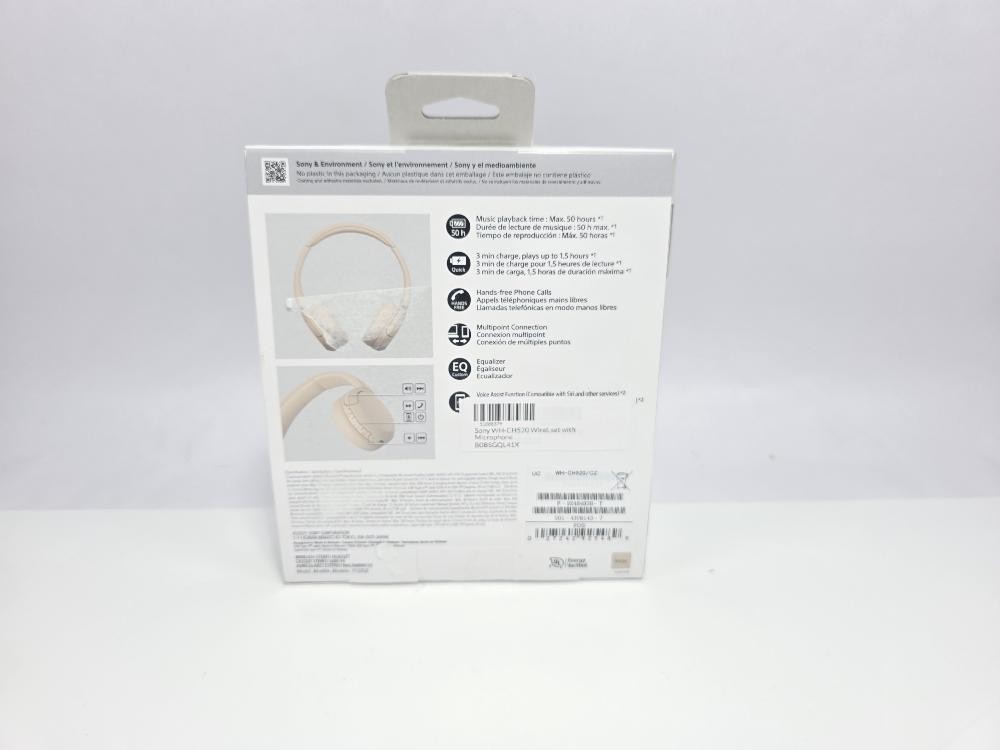 Sony WH-CH520 Wireless On-Ear Bluetooth Headphones Mic 50Hr Quick Cappuccino
