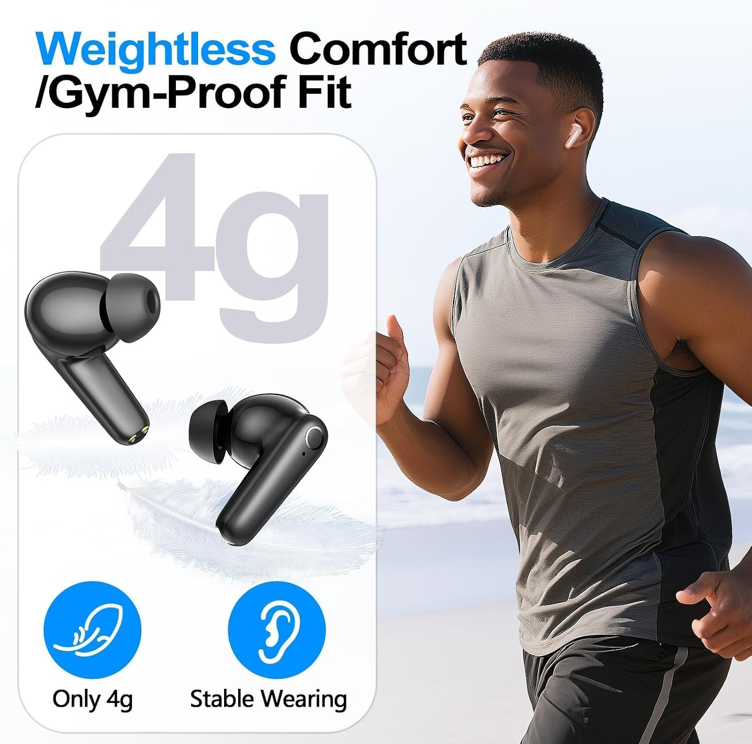 Wireless Ear Buds Bluetooth 5.4 Headphones 60H Playtime Deep Bass Stereo Earb…