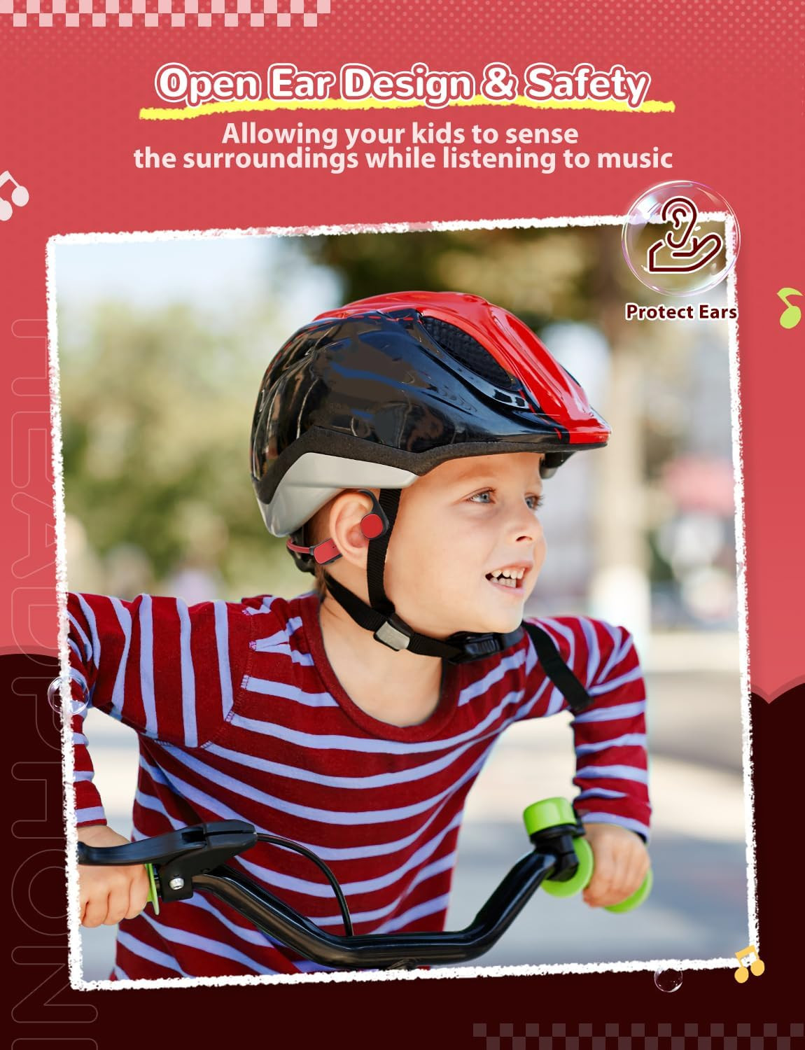 Kids Headphones, Bluetooth 5.4 Air Conduction Open Ear Headphones, Safe Volume 7