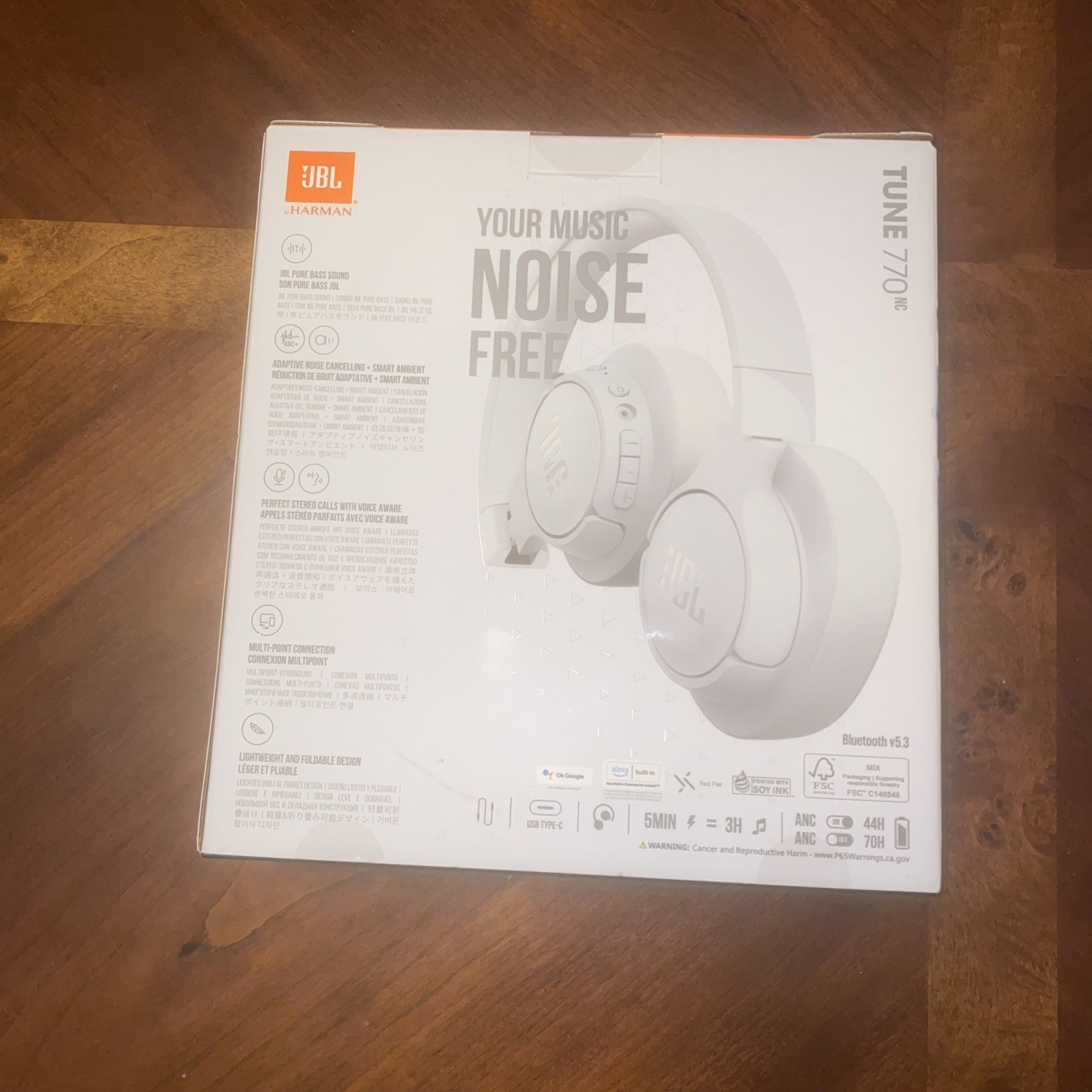 JBL T770 NC White Over Ear Wireless Headphone