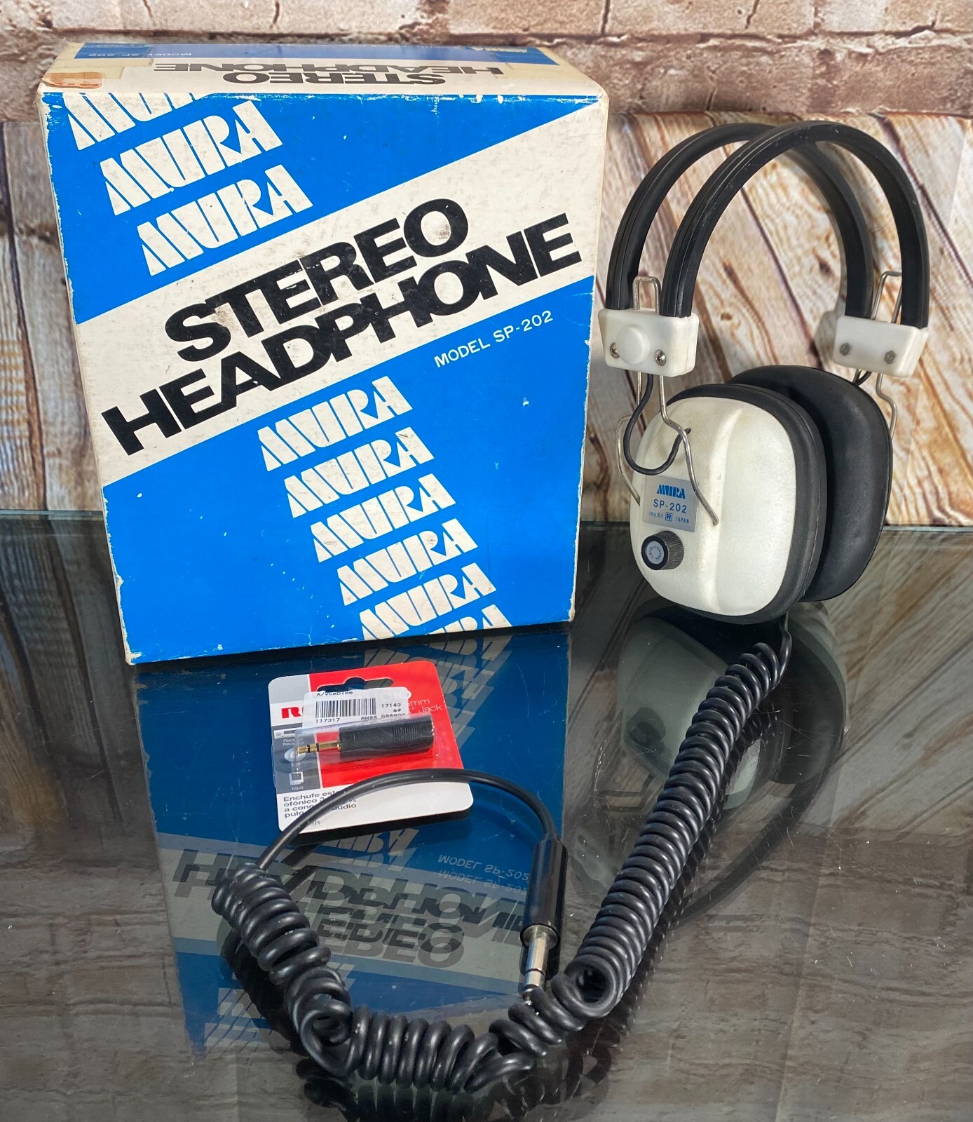 Vintage MURA SP-202 Headphones Wired White Japan w/Box/Adapter ~ Tested/Working