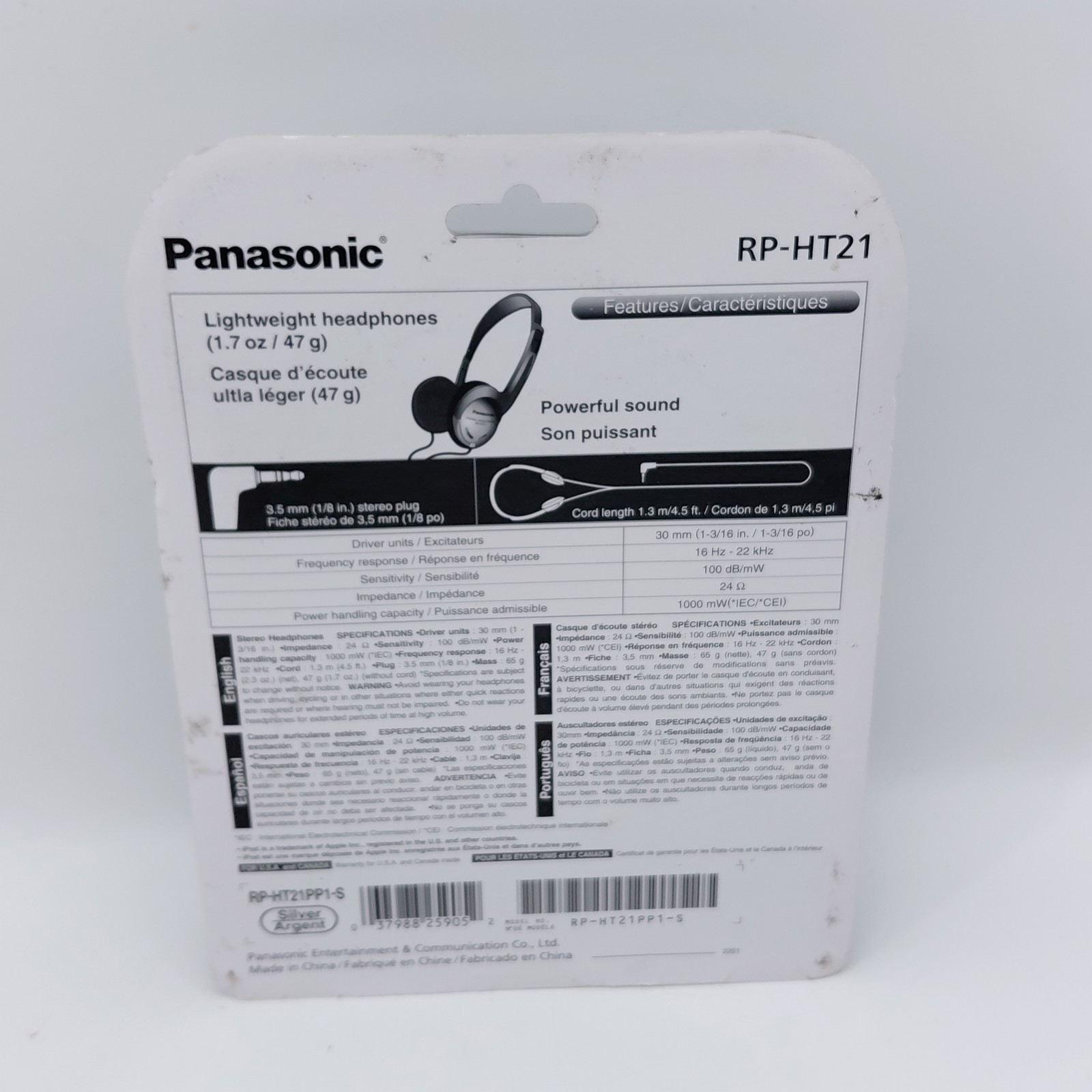 Panasonic RP-HT21 Ear-Pad Stereo Headphones 3.5mm Jack 30mm New Unopened