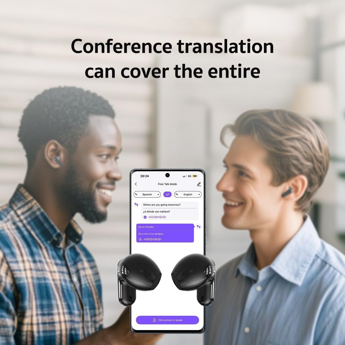 Luxury NE20 Translation Earbuds: 135 Languages with Active Noise Cancellation