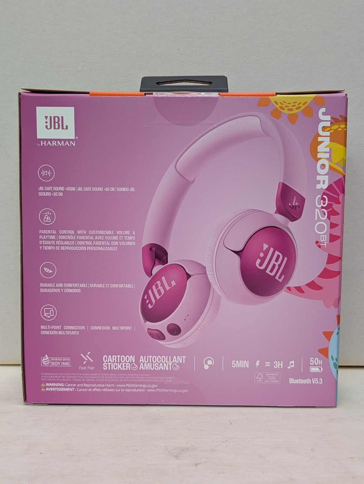 JBL Junior 320BT Kids Wireless Bluetooth On-Ear Headphones for Kids (Purple)