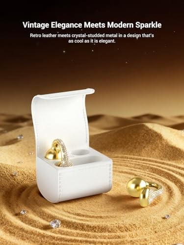 JewelPods C01 Pro Open Ear Headphones,Clip Yellow Gold & Leather Contemporary