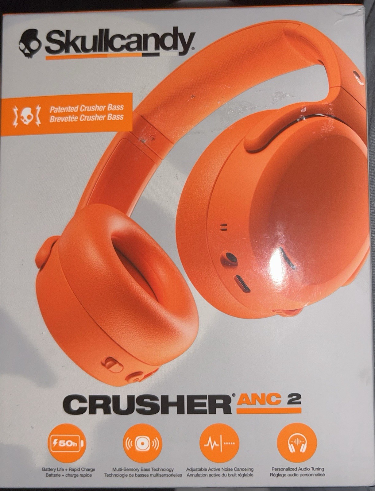 New Skullcandy Crusher ANC 2 Hazard Orange Bluetooth Headphones (see Photos)