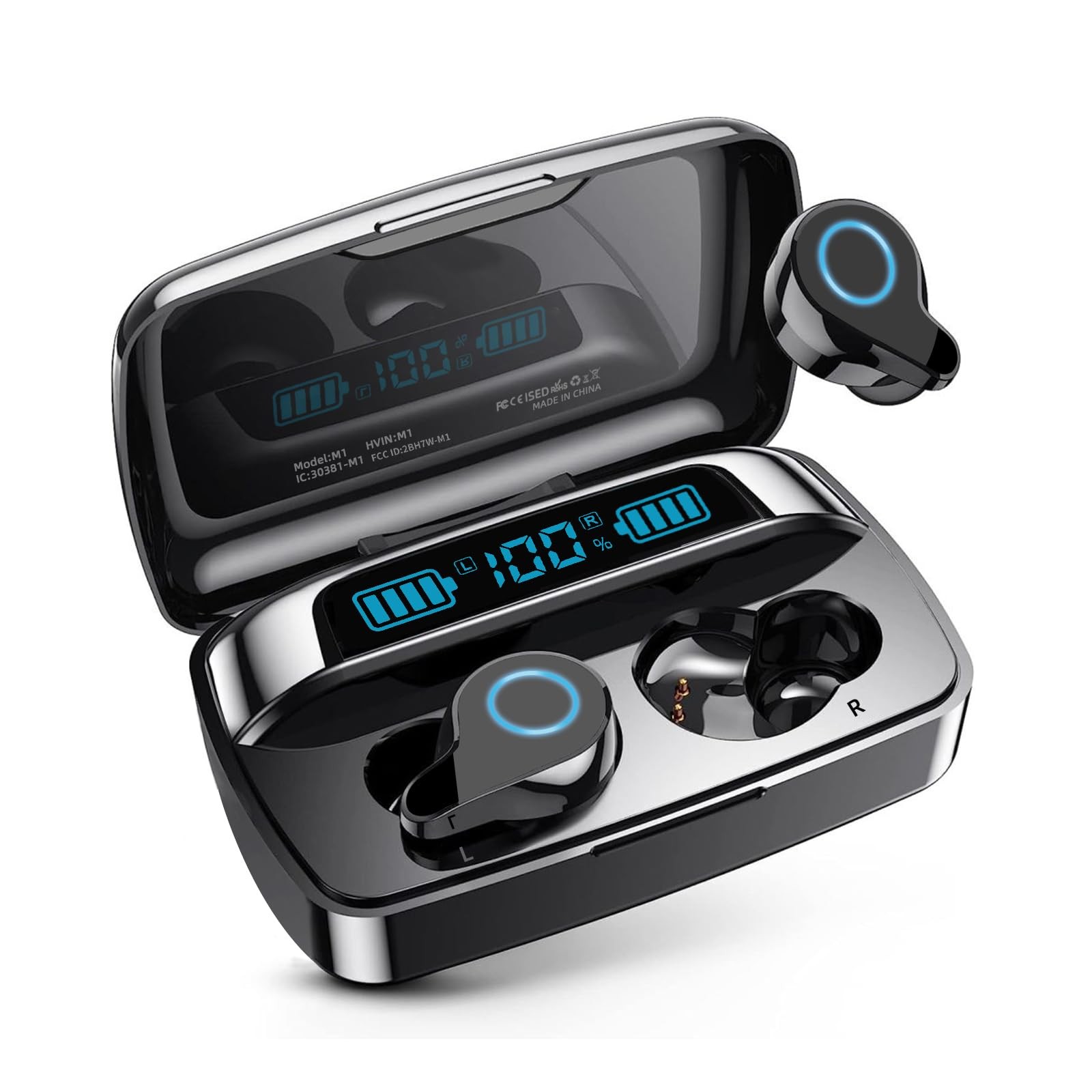 ONE LIFE Wireless Earbuds Bluetooth 5.3, 88Hrs Playtime with 1800mAh BLACK