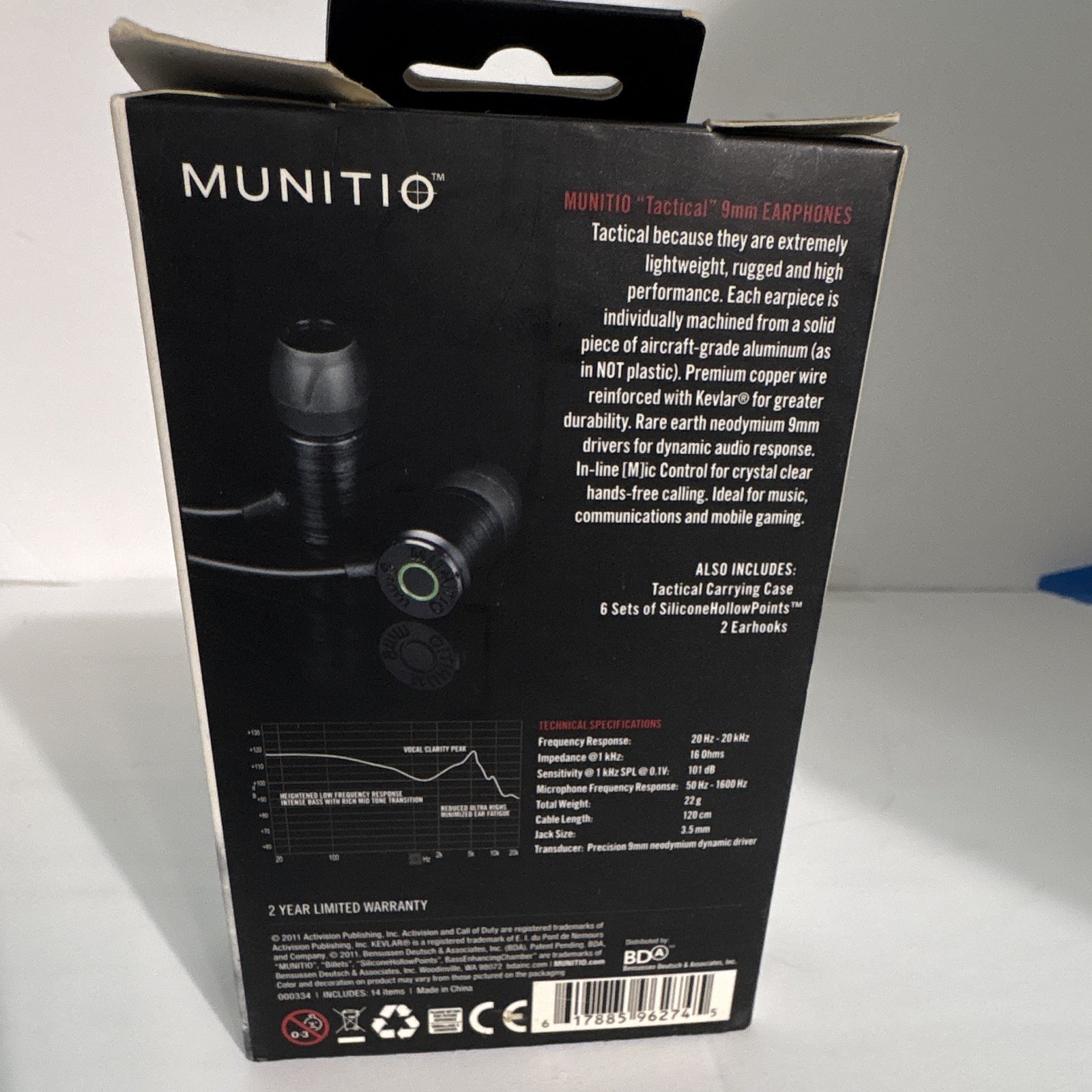 MUNITIO Billets 9mm In-Ear Earphones w/ In-Line Mic, Extra Bass, MW3