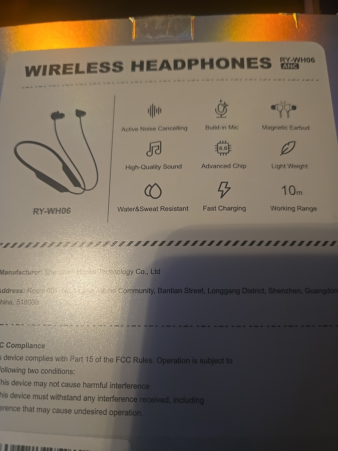 RYTHFLO RY-WH06 Hybrid Active Noise Cancelling Bluetooth 6.0 Headphone Neckband