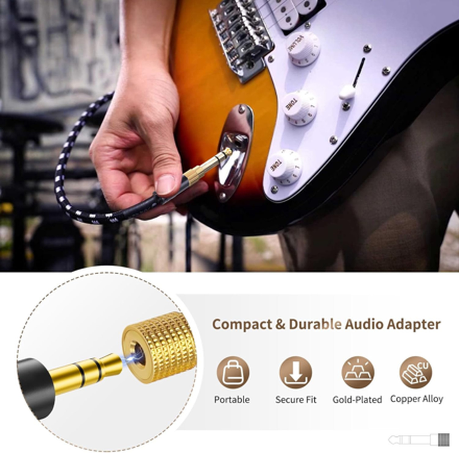 6.35mm to 3.5mm Stereo Adapter, 1/4 to 1/8 Audio, 4 Pack | Bulk pack of 1/4 male