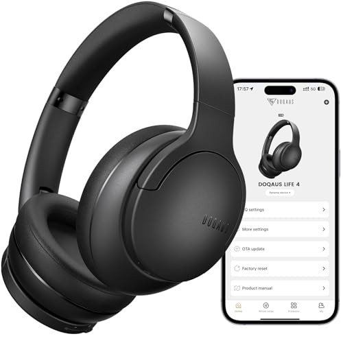 Bluetooth Headphones Over Ear Wireless, 90H Playtime, BT Black&App Version