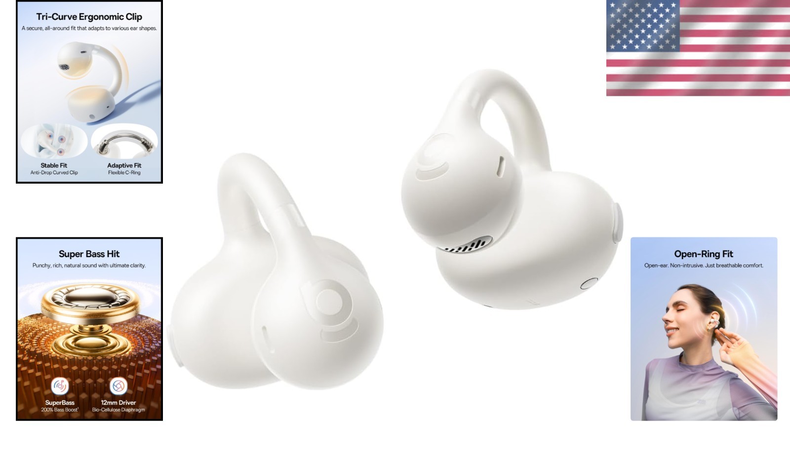 Bass BC1 Open Ear Bluetooth Earbuds – Unmatched Comfort & SuperBass Sound