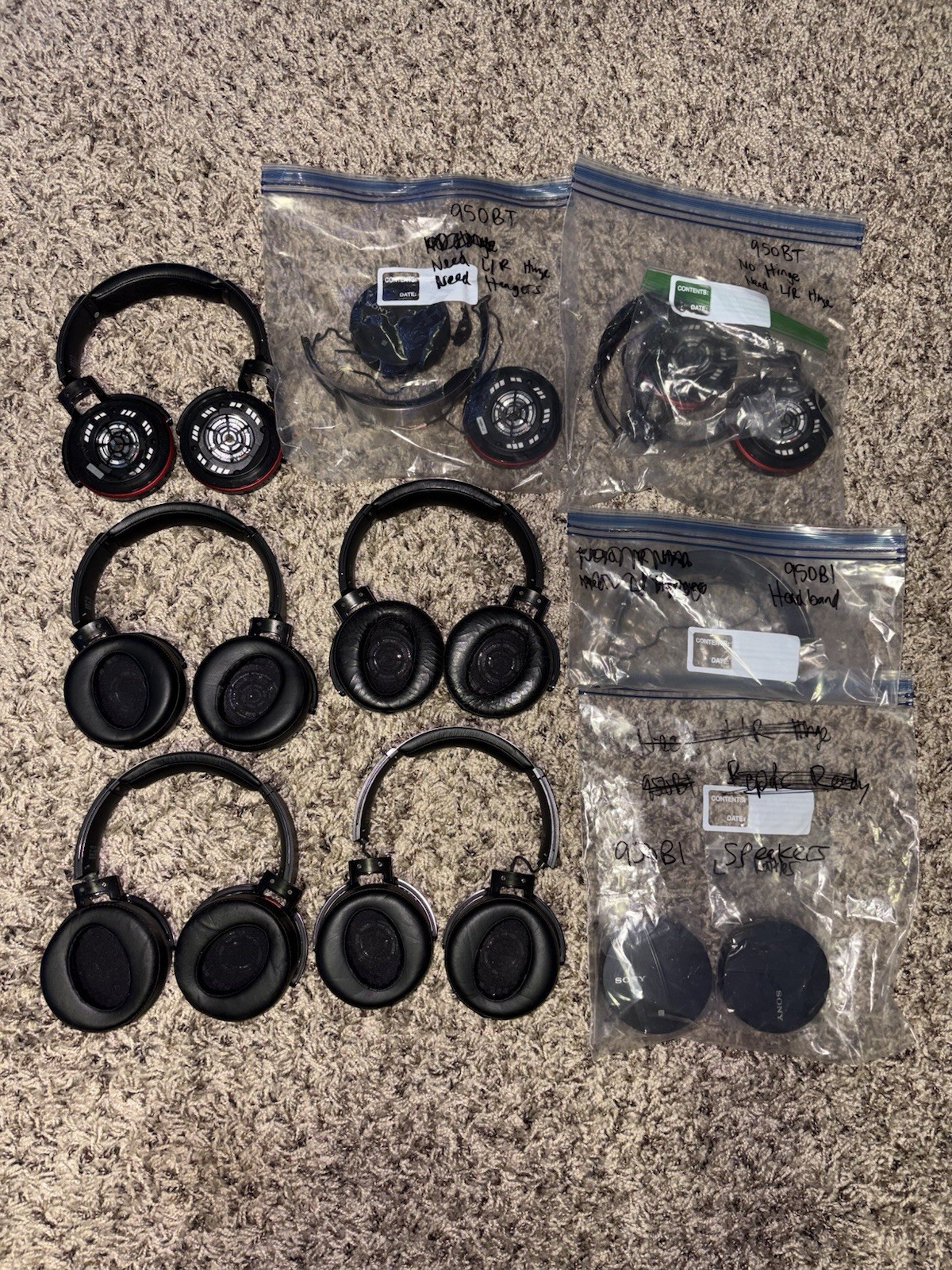 Sony Headphones Lot, XB950B1/T Over-Ear, For Parts & Repair Only