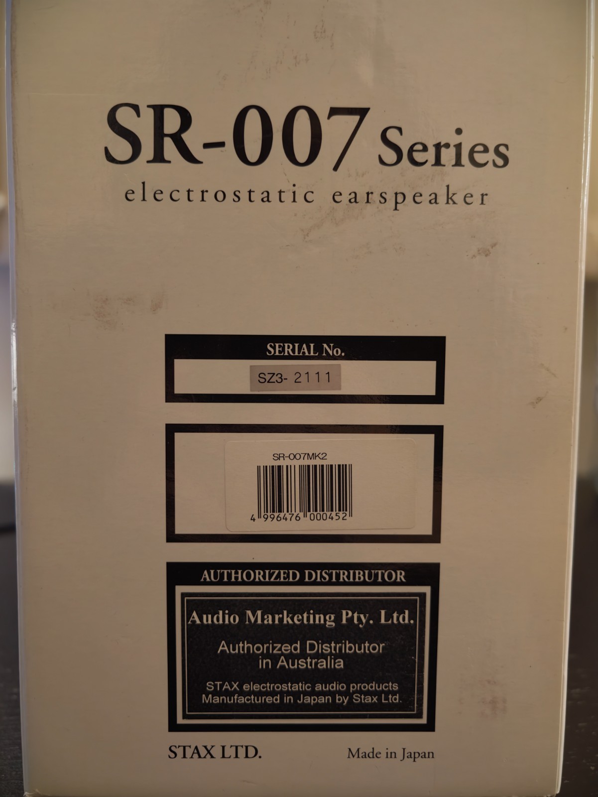 STAX SR-007MK2 Electrostatic Headphones (SZ3-2XXX)