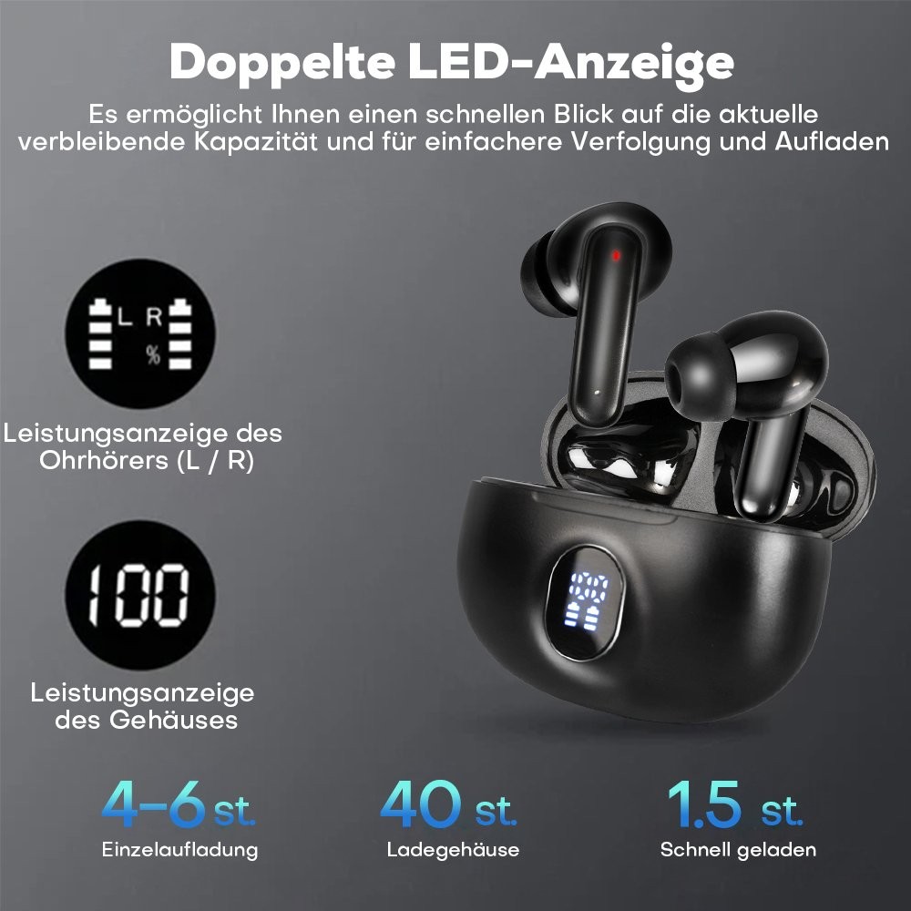 TWS Bluetooth Earbuds Waterproof Bluetooth 5.1 Headset Noise Cancelling Wireless