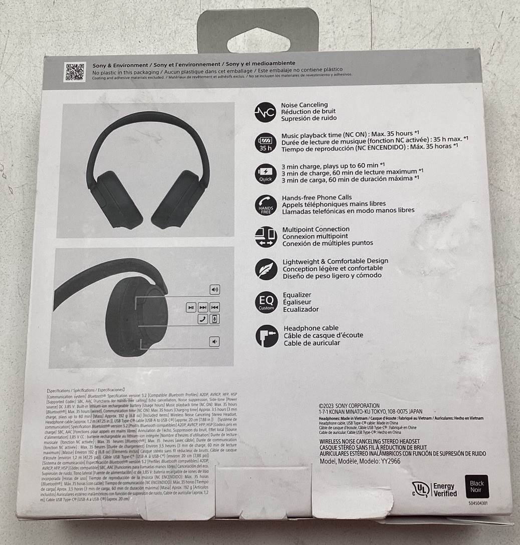 Sony WH-CH720N Wireless Noise-canceling Headphones – Black – Sealed