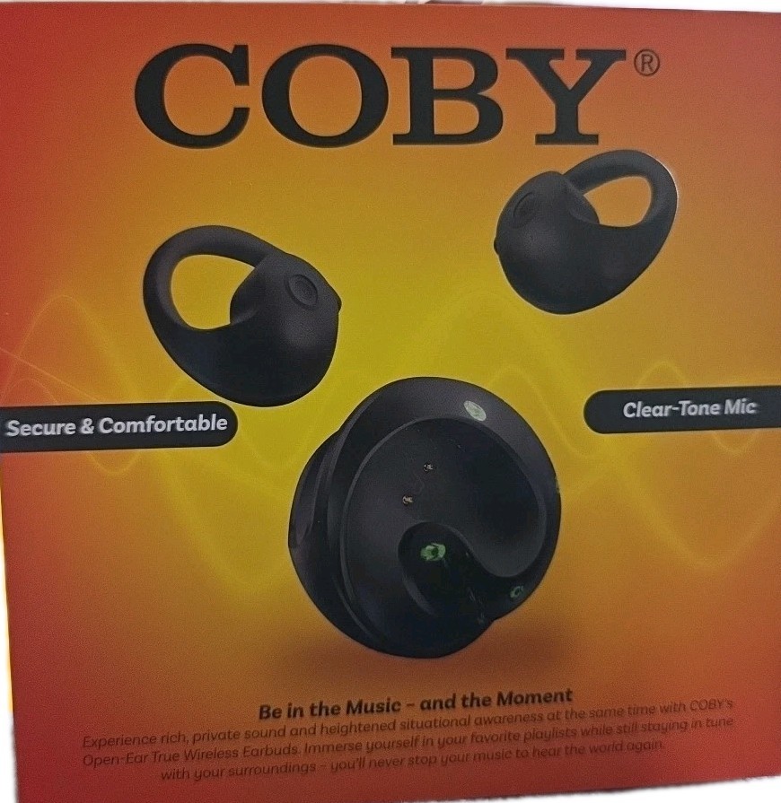 Open Ear True Wireless Earbuds, By COBY, 15 Hours Total Playtime, New In Box