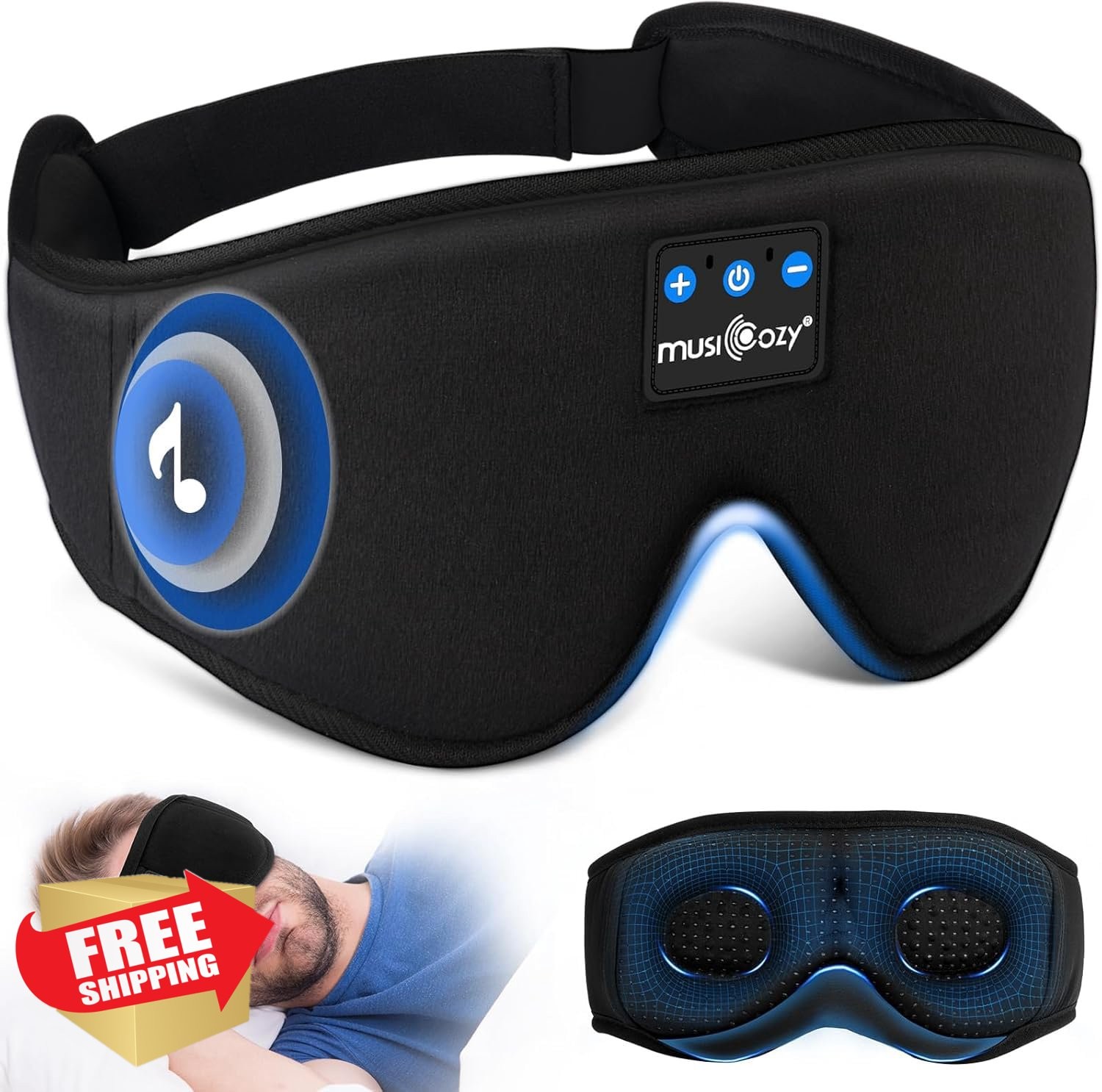 MUSICOZY Sleep Headphones Bluetooth 5.4 Dark Black
