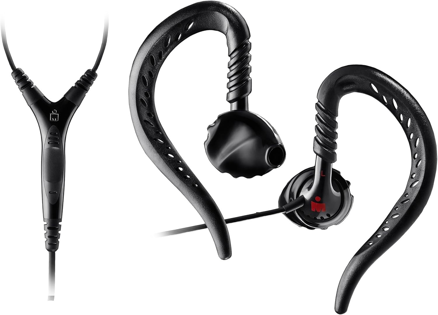 Yurbuds Focus Pro Sport Earphones w/ Microphone, 2 Size Eargels & Pouch – Black