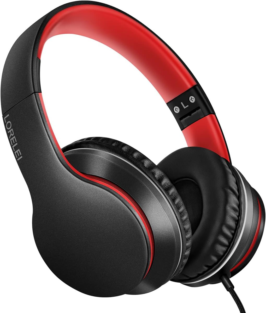 X6 Over-Ear Headphones with Microphone, Lightweight Foldable & Portable Stereo B