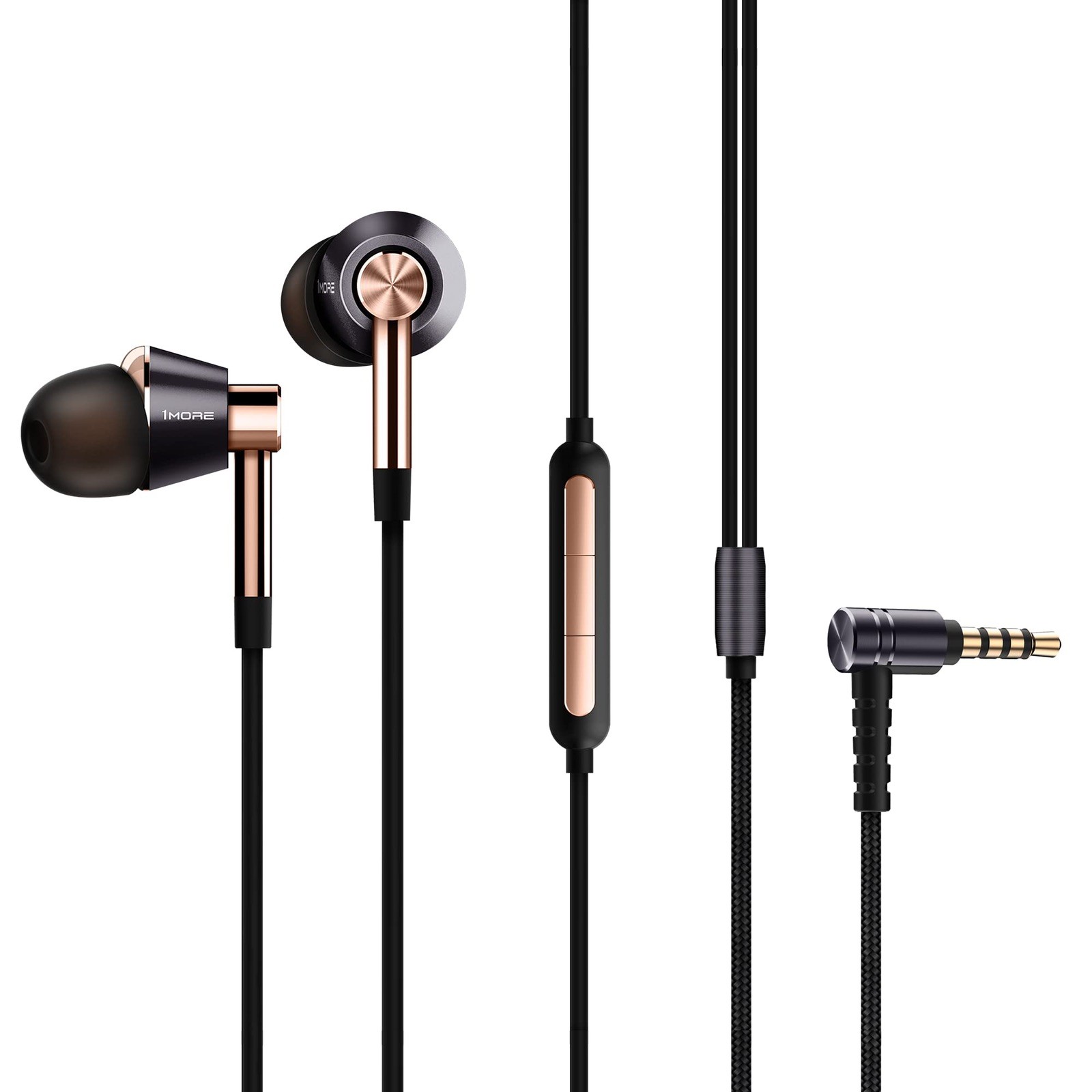 1MORE E1001 Triple Driver In Ear Earphones Earbuds Hi-Res Headphones Gold New
