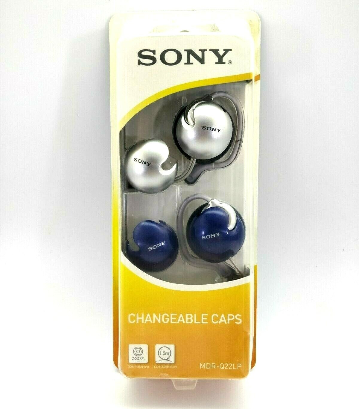 Sony MDR-Q22LP/SQ1 Stereo Headphones with Changeable Caps Blue Silver NOS