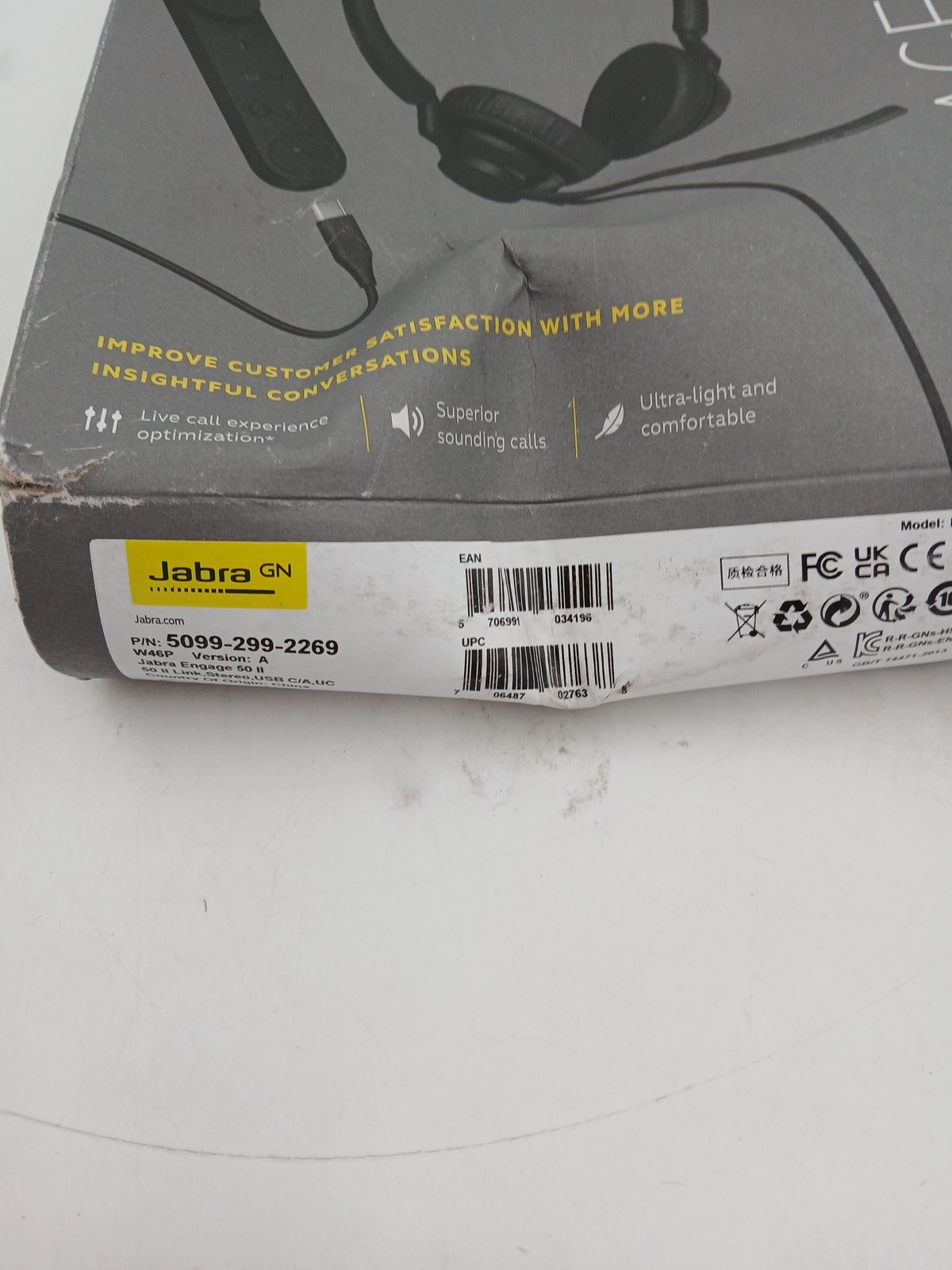 Jabra Engage 50 II USB-C Stereo Headset Black On Ear Boom Mic Inline Control