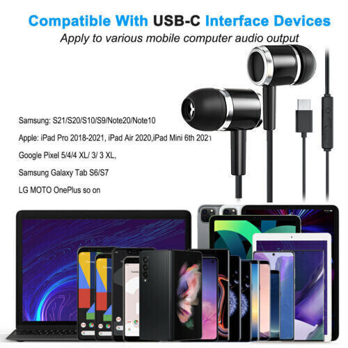 1-10 Packs For Samsung Galaxy S22 S23 USB Type C Headphone Headset Mic Earbuds