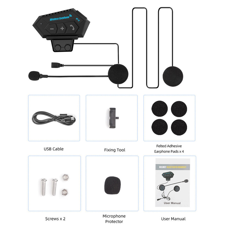 Motorcycle Wireless Bluetooth 5.0 Helmet Headset Hands-free Telephone Call Kit