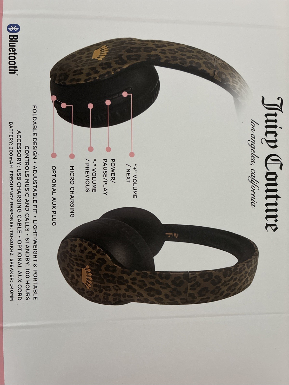 New Juicy Couture Cheetah Leopard Wireless Headphones Signature Sound
