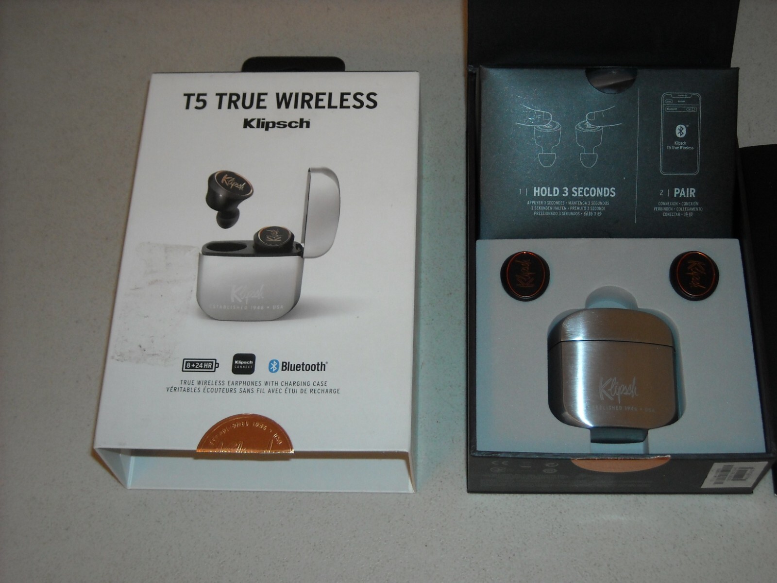Klipsch T5 True Wireless Headphones Silver DEFECTIVE PLEASE READ DESCRIPTION